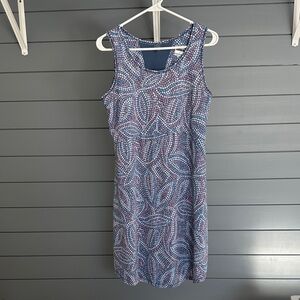 Columbia Blue and White Patterned Midi Dress